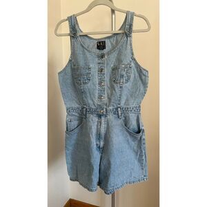Vintage Denim Jean Shorts Jumper 90s Y2K Medium Gloria Vanderbilt Jumpsuit